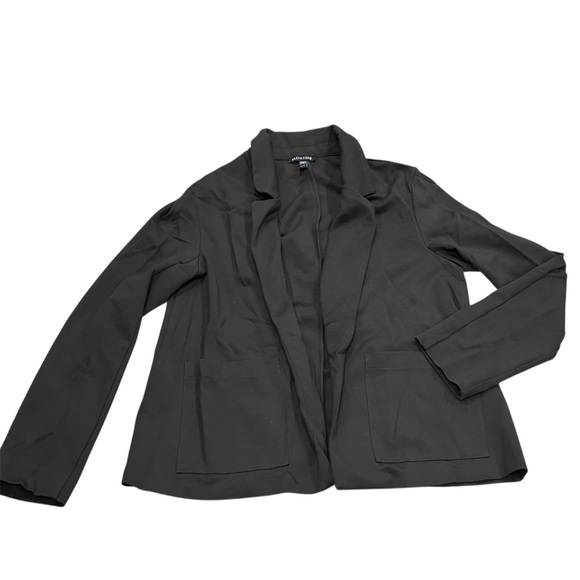 Eileen Fisher Dark Olive Notched Lapel Ponte Open Front Sustainable Blazer XS - Picture 5 of 8